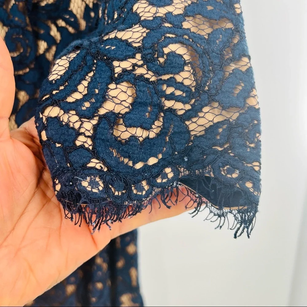 Tadashi Shoji Blue lace dress half sleeve size 4 - Picture 4 of 7